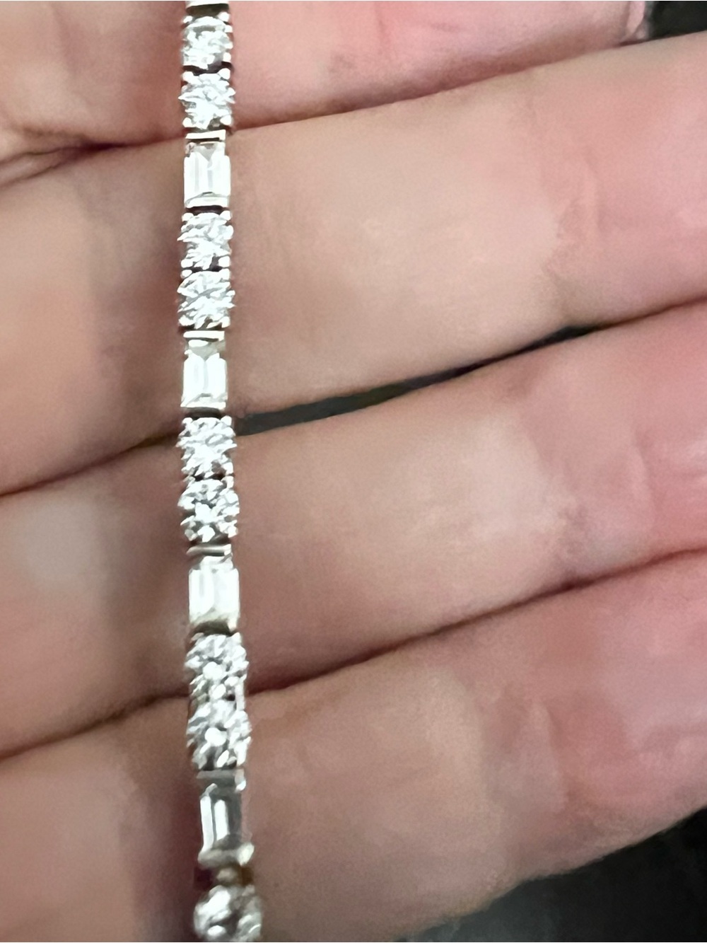 Sterling and CZ  Line Bracelet - Sparkling White Stones vintage. - Picture 13 of 14